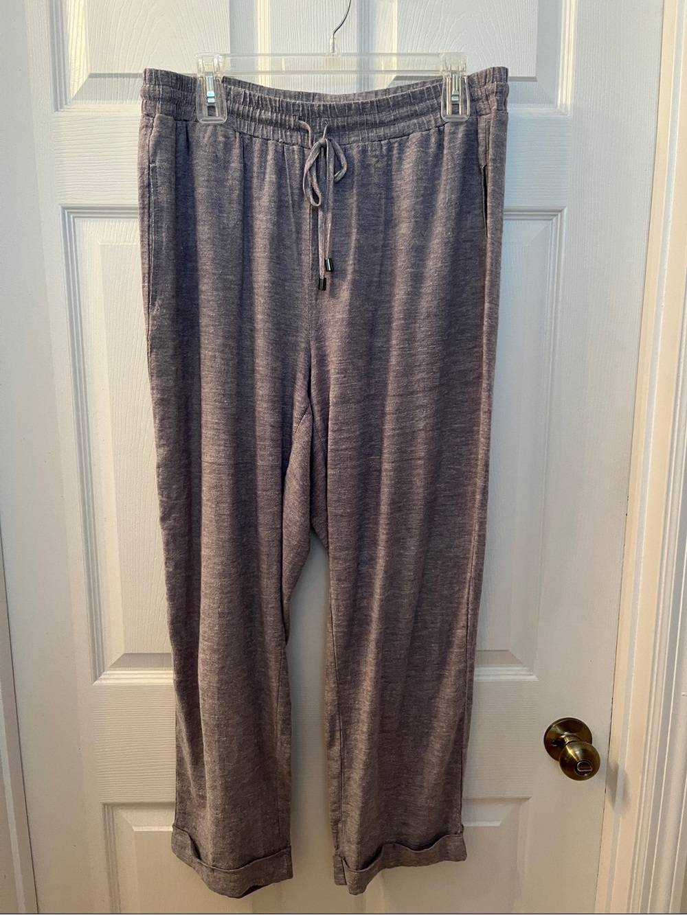 Cable and Gauge Studio Drawstring Linen Stretch Pants - Light Denim Blue L/XL